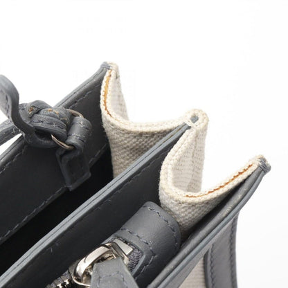 Balenciaga Shoulder Bag Navy Pochette Gray Canvas Leather — view 8