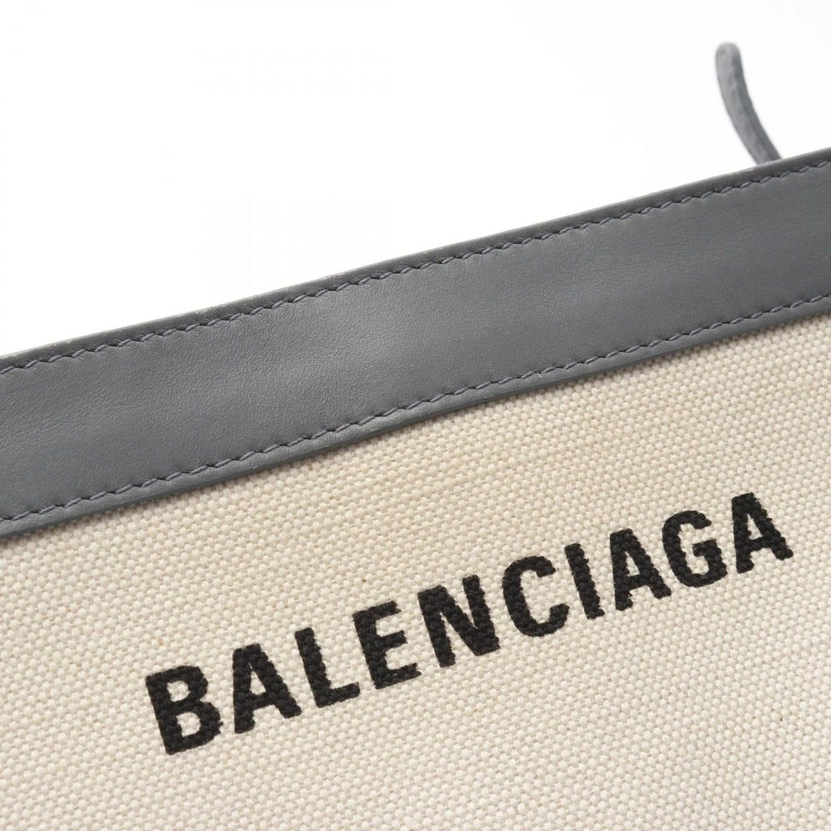 Balenciaga Shoulder Bag Navy Pochette Gray Canvas Leather — view 9