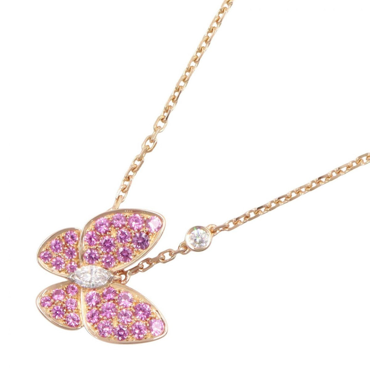 Van Cleef & Arpels Necklace de Papillon 38 18k Pink Gold Diamond Saffiano