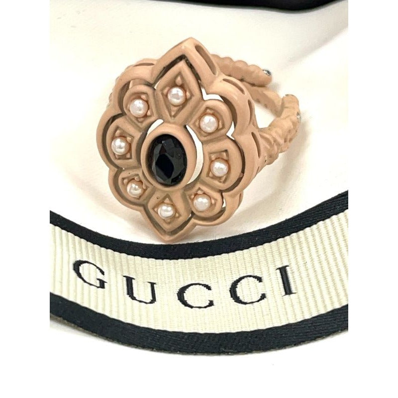 Gucci Michele Period Stone Faux Pearl Flower Ring 14