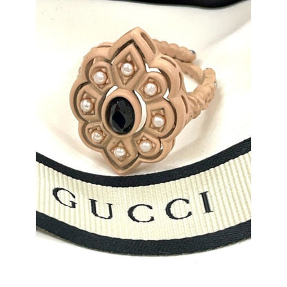 Gucci Michele Period Stone Faux Pearl Flower Ring 14