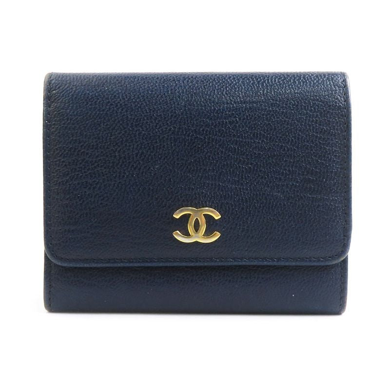 Chanel Trifold Navy Wallet
