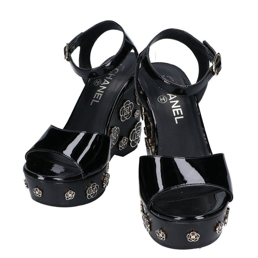 Chanel Patent Leather Camellia Sandal