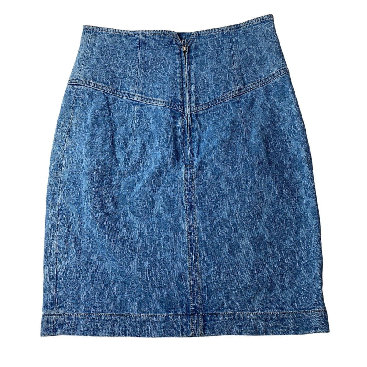 Chanel CC Logo Camellia Denim Skirt — view 2