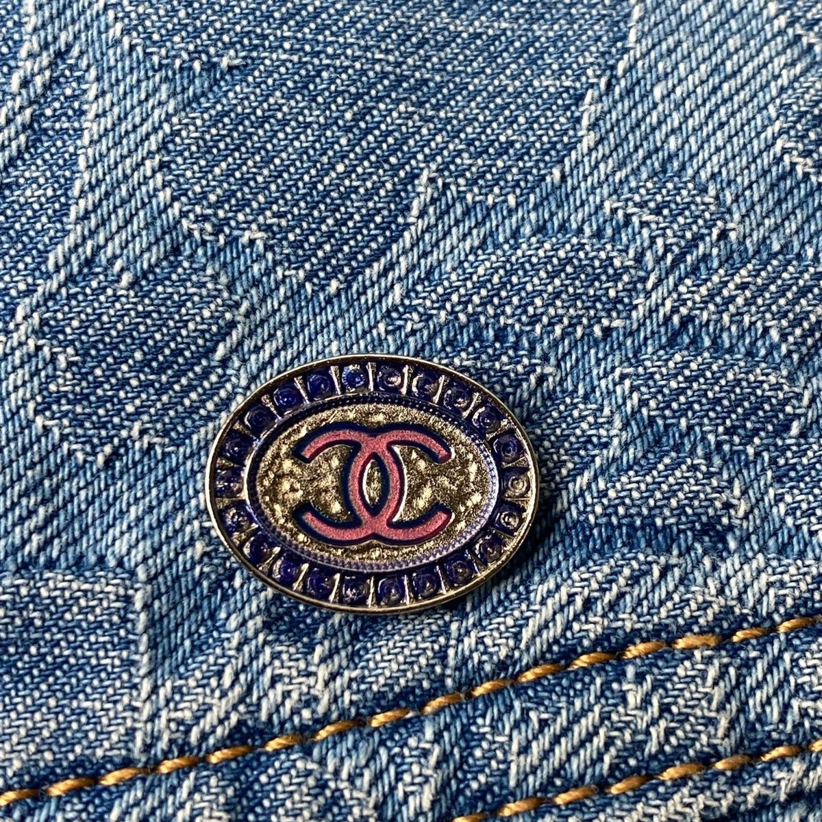 Chanel CC Logo Camellia Denim Skirt — view 4