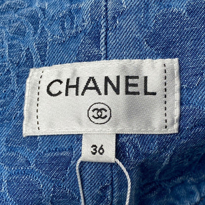 Chanel CC Logo Camellia Denim Skirt — view 6