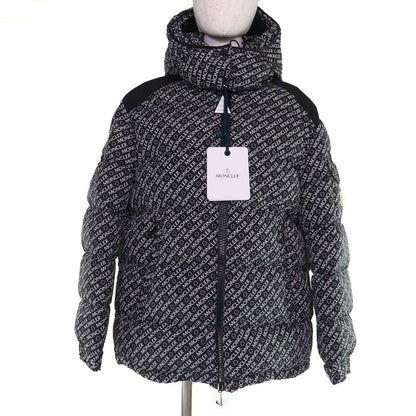 Moncler Maire Logo Patch with Hood All Over Pattern Down Jacket Black 3 Hanger