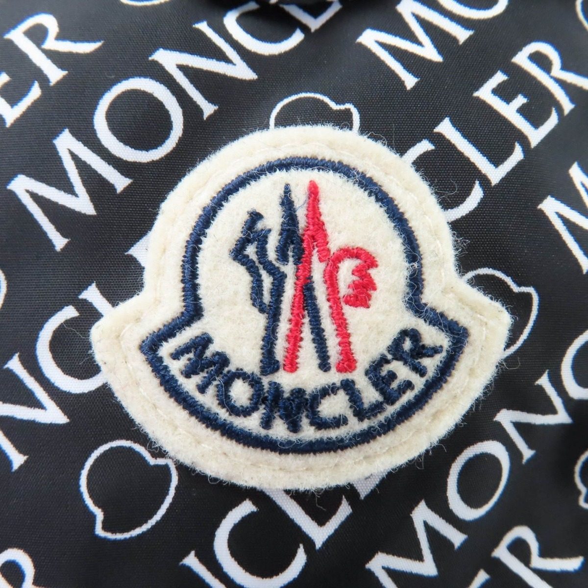 Moncler Maire Logo Patch with Hood All Over Pattern Down Jacket Black 3 Hanger — view 7