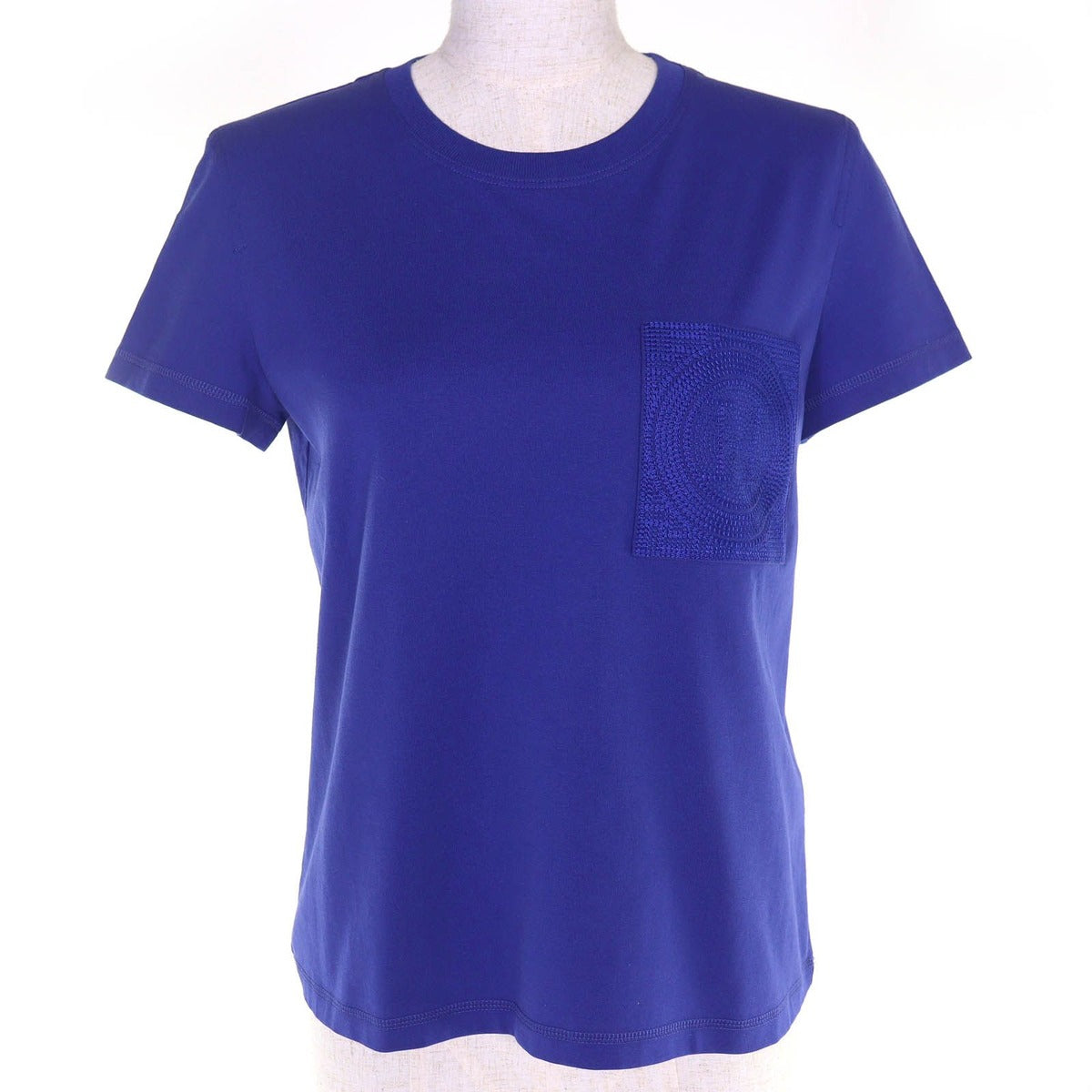 Hermes 100% Cotton Logo Embroidered Pocket Crew Neck Short