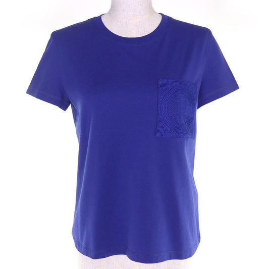 Hermes 100% Cotton Logo Embroidered Pocket Crew Neck Short