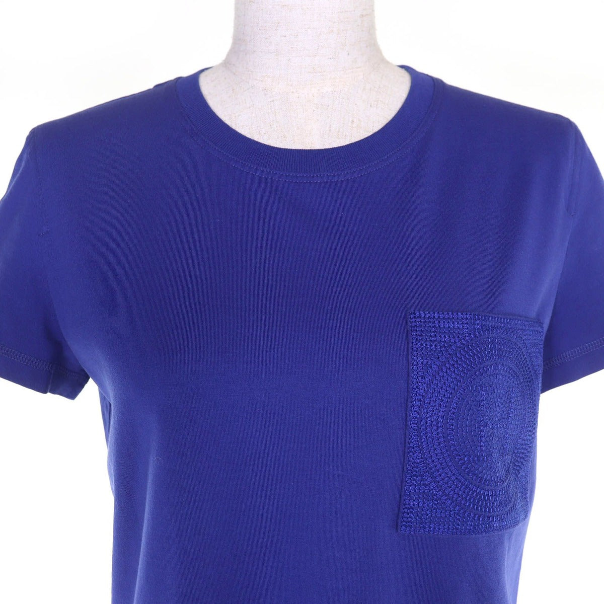 Hermes 100% Cotton Logo Embroidered Pocket Crew Neck Short — view 4