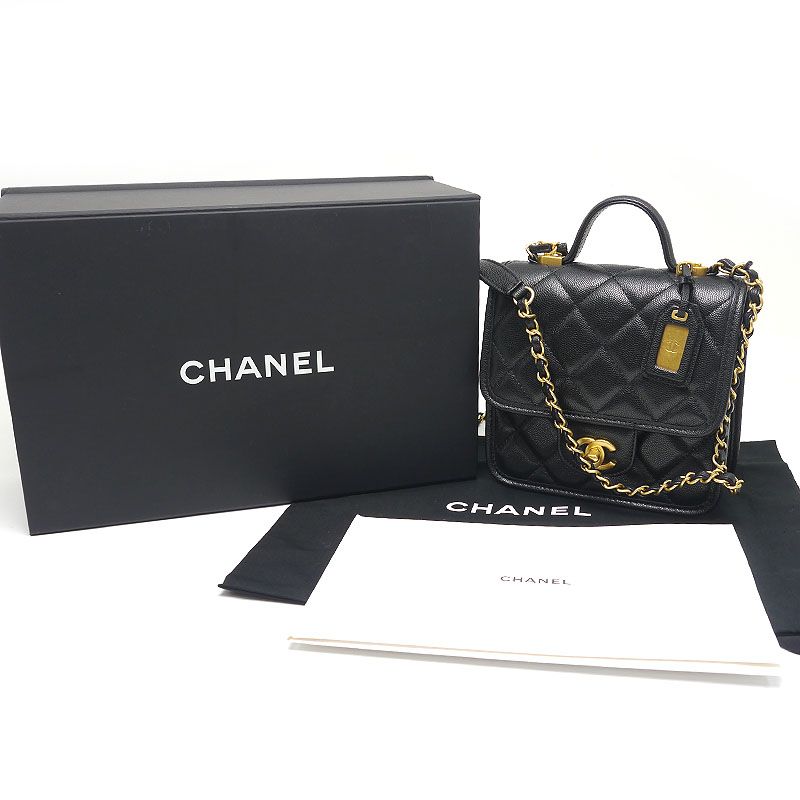 Chanel Matelasse Small Top Handle Bag 2WAY Chain Shoulder