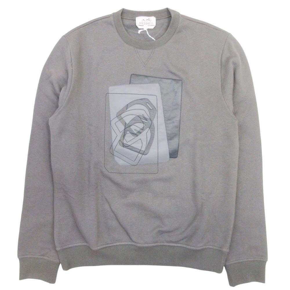 Hermes Etriers Decales Armor Leather Patch Sweatshirt Shirt Brushed Lining