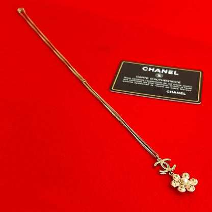 Chanel Coco Mark Flower Motif GP Faux Pearl Necklace Pendant 18BC