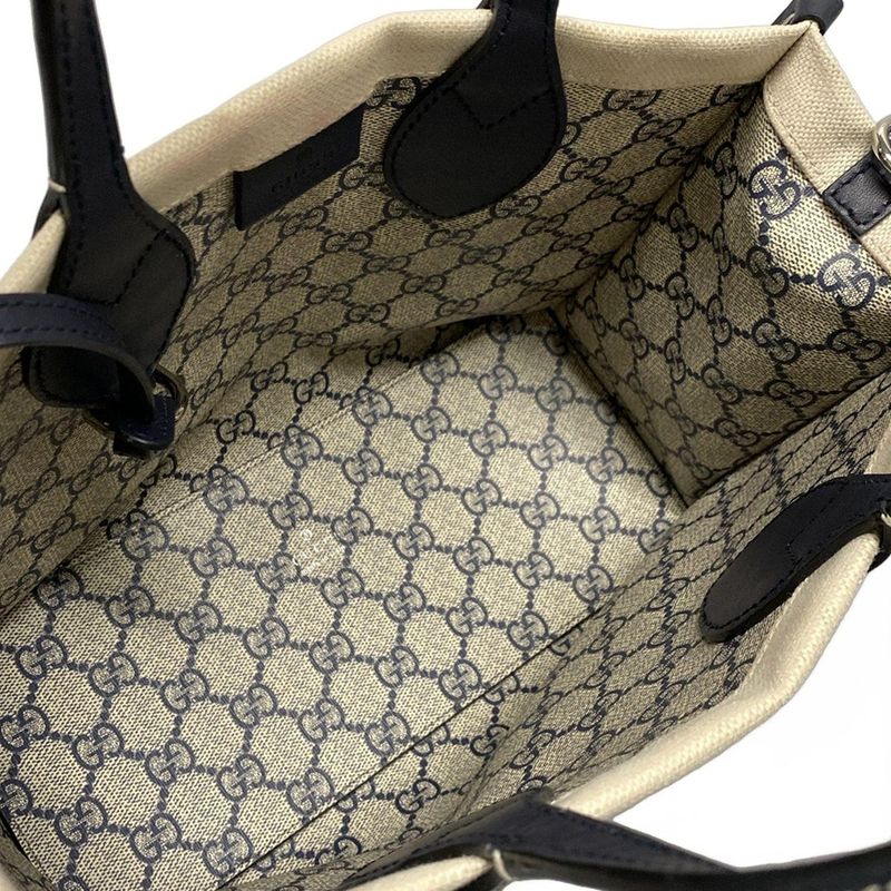 Gucci Tote Bag Gucci Print Small Tote Bag 772144 Ivory And Dark Navy Cotton