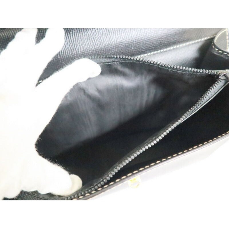Celine Flap Handbag Leather Black Gold — view 6