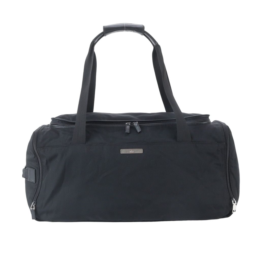 Gucci Leather Nylon Boston Bag Business Travel Tote Carry Black