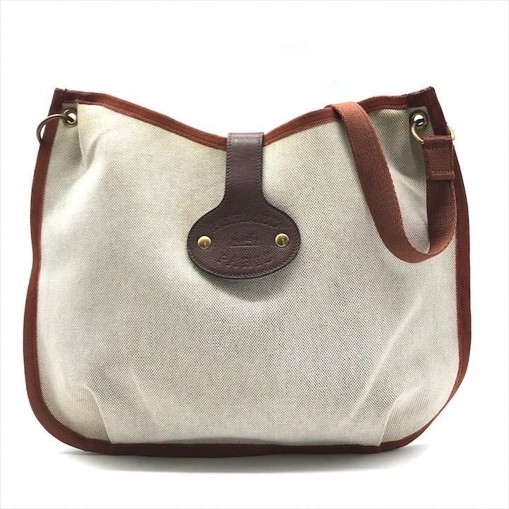 Hermes Canvas Saco Rodeo Toile Ash Shoulder Bag Brown