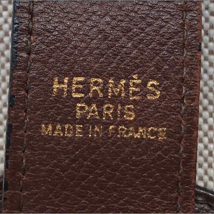 Hermes Canvas Saco Rodeo Toile Ash Shoulder Bag Brown — view 9
