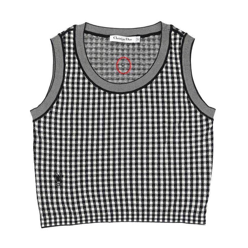 Dior Ensemble Knit Plaid Bi-40 BK WH 344w01am135 Women's Apparel