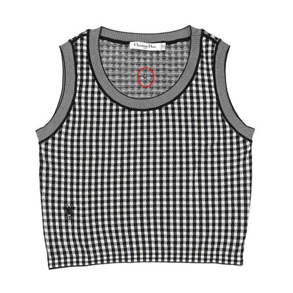 Dior Ensemble Knit Plaid Bi-40 BK WH 344w01am135 Women's Apparel