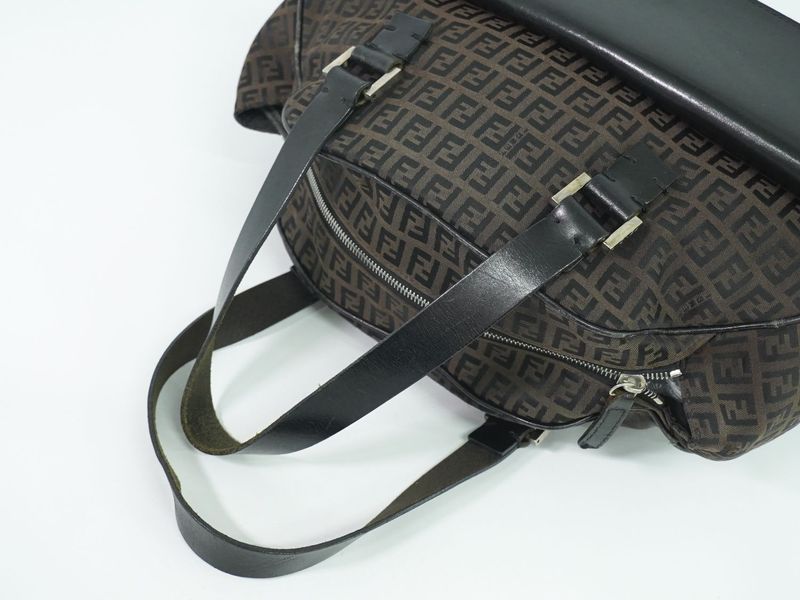 Authentic Fendi Zucchino Handbag Canvas Brown 16533 Zucchino Bag Pre-owned
