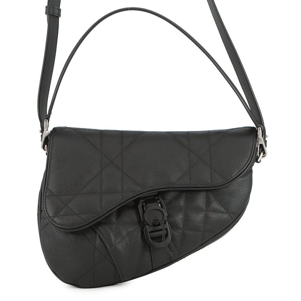 Dior Handbag Maxi Cannage Saddle Twin Bag 2-Way Black