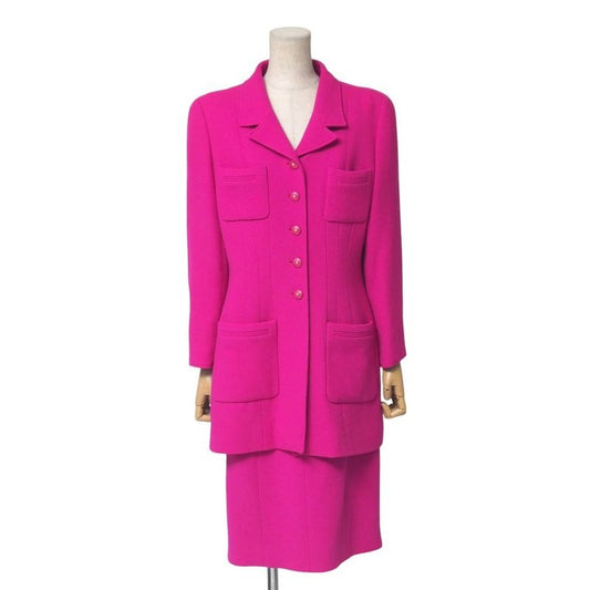 Chanel Vintage Skirt Suit Set Long Jacket Tight Coco Mark CC Logo