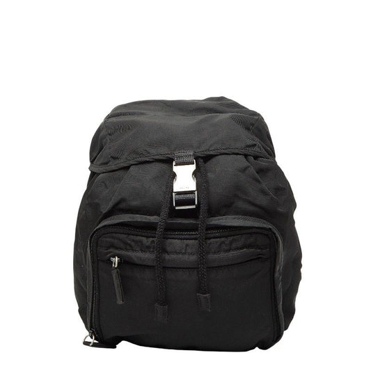 Prada Triangle Logo Plate Mini Rucksack Backpack Black Nylon