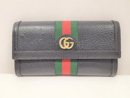 Gucci Bifold Long Wallet 719886 Off Dear Web Stripe Black Leather Accessories
