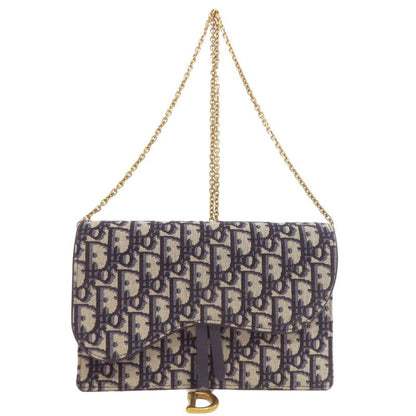 Christian DIOR Chain Wallet With Trotter Pattern Long Wallet With Coin Purse