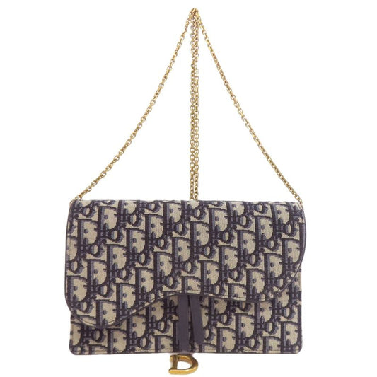 Christian DIOR Chain Wallet With Trotter Pattern Long Wallet With Coin Purse