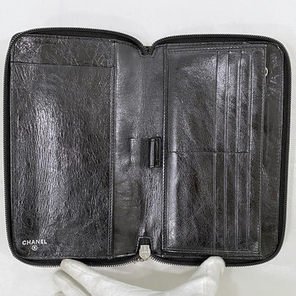Chanel Round Zipper Long Wallet F21277 Black Cambon
