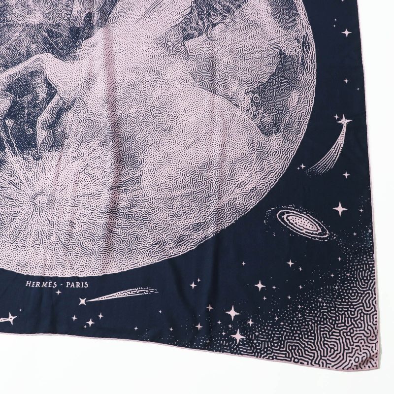 Hermes Carre Geant Clair DE LUNE Cles De Lune Cashmere Silk Large Scarf /
