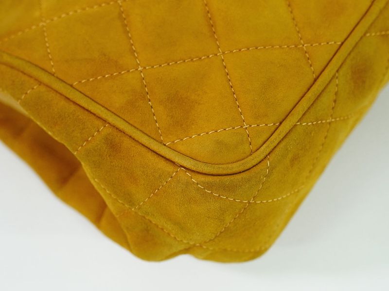 Authentic Chanel Coco Mark Chain Shoulder Bag Suede Leather Brownish Coco Mark