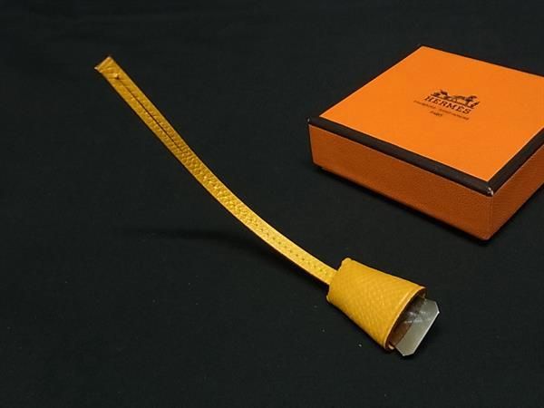 Hermes Mini Clochette Leather Silver Hardware Dog Tag Bag Charm Women's