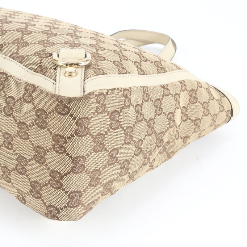 Gucci GG Canvas Abby 141472 Leather Tote Bag Shoulder Hand A4 Beige Women's EME