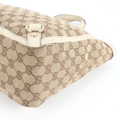 Gucci GG Canvas Abby 141472 Leather Tote Bag Shoulder Hand A4 Beige Women's EME