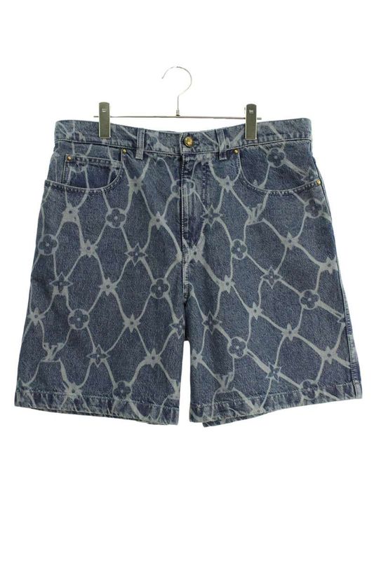 Louis Vuitton 24AW Rm242mm (9.53in) KOE Hrd24w Monogram Print Denim Half Pants
