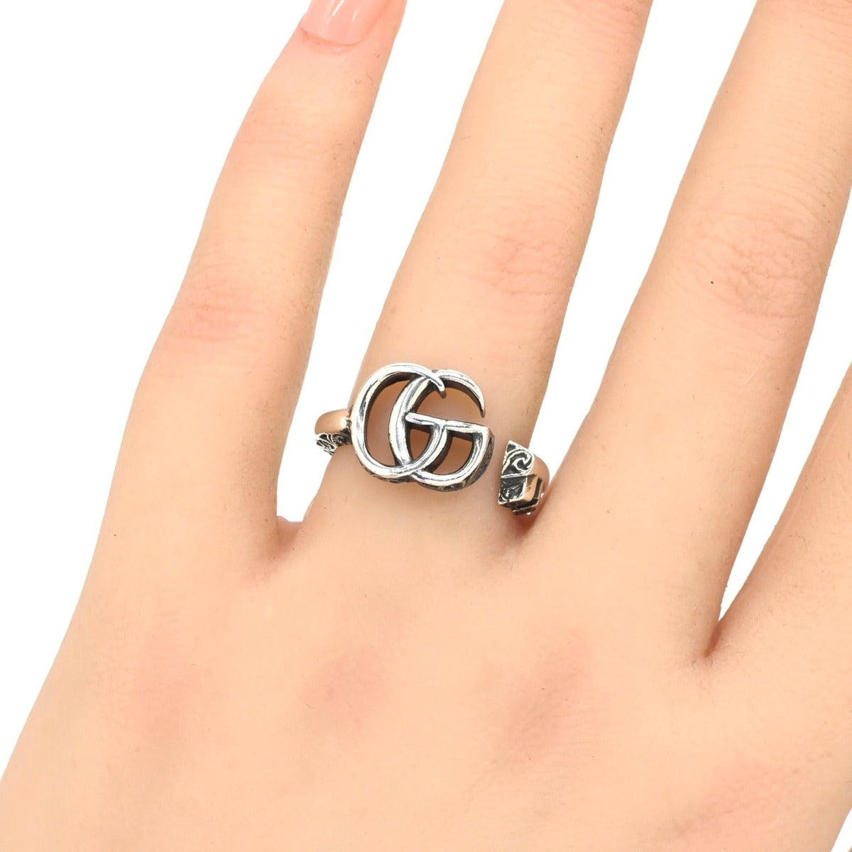 Gucci Double Key Motif Ring Aging Finish Star Silver — view 2