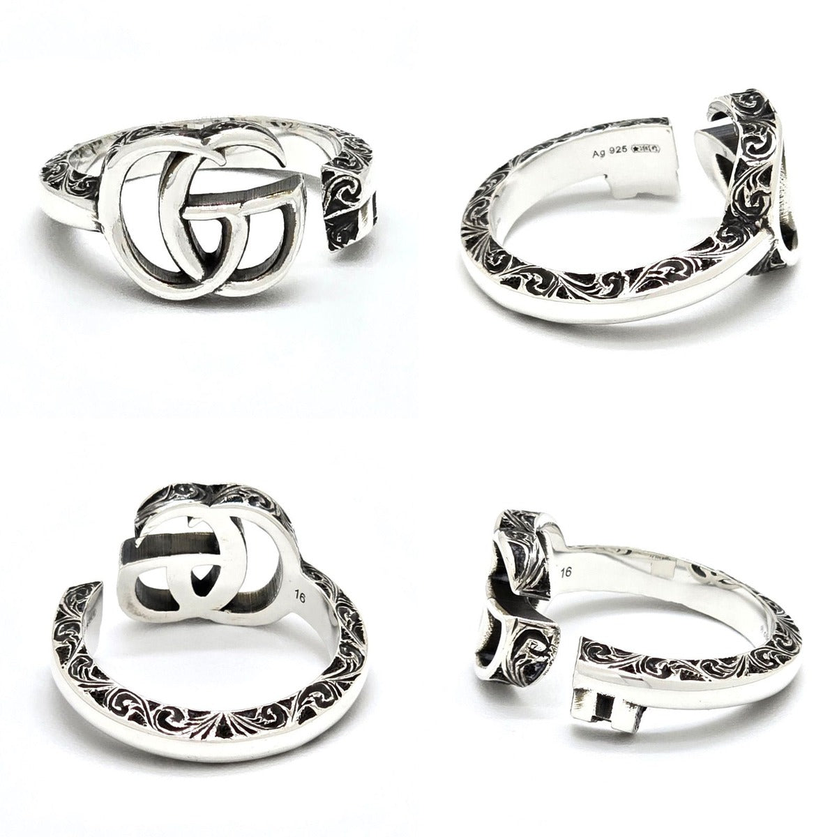 Gucci Double Key Motif Ring Aging Finish Star Silver — view 5