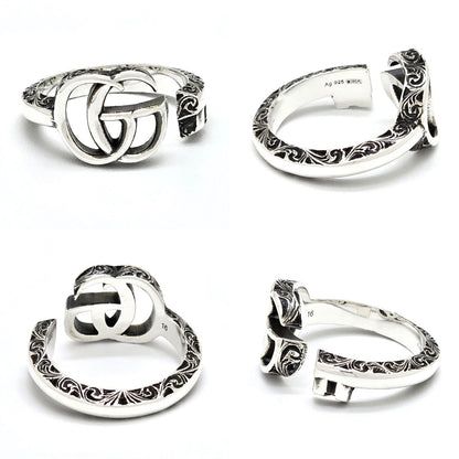 Gucci Double Key Motif Ring Aging Finish Star Silver — view 5