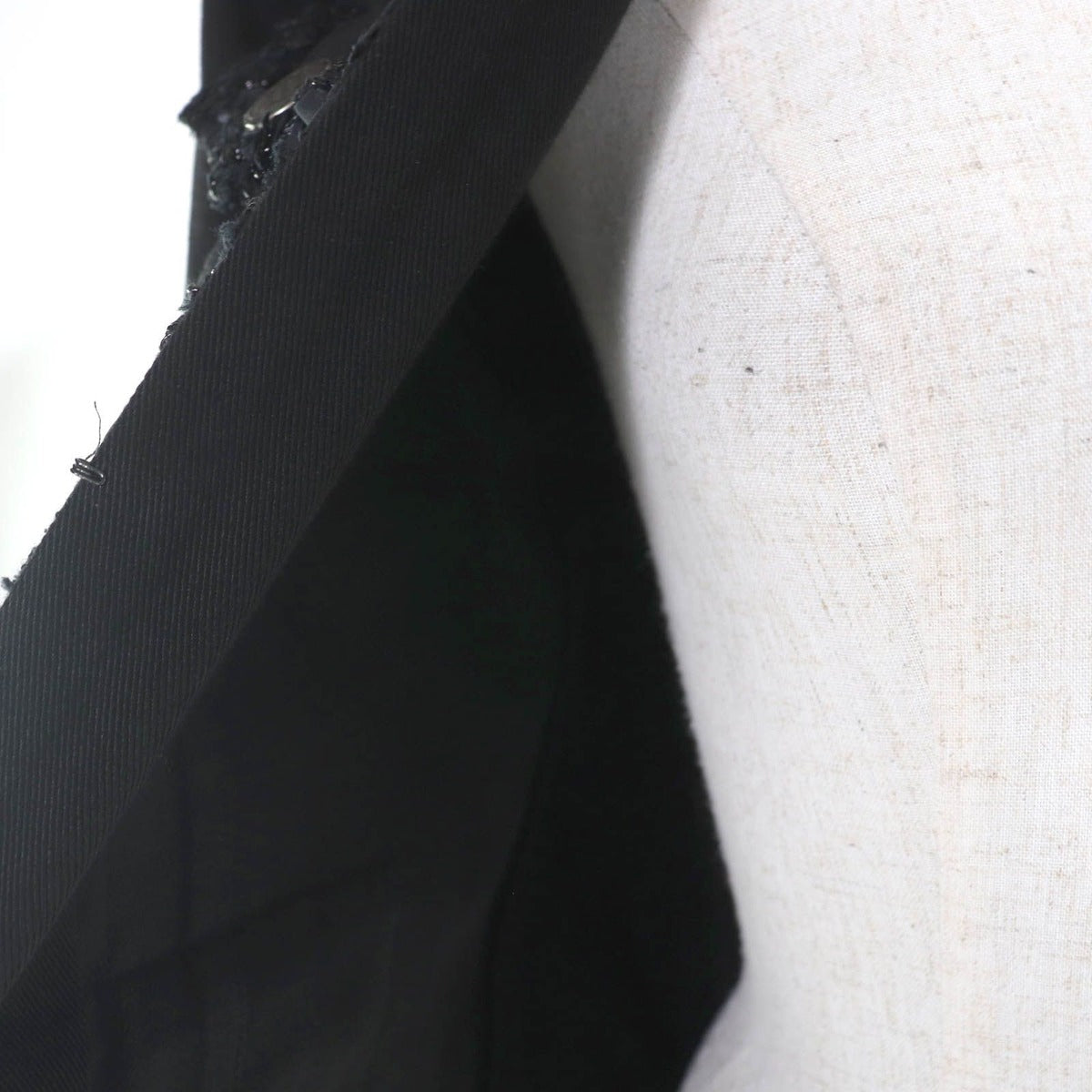 Chanel Cotton Logo Button Denim Jacket Collarless Black — view 5