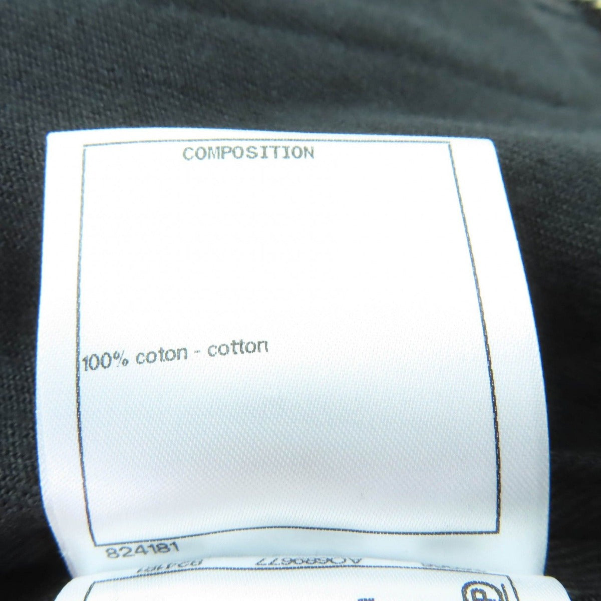 Chanel Cotton Logo Button Denim Jacket Collarless Black — view 9