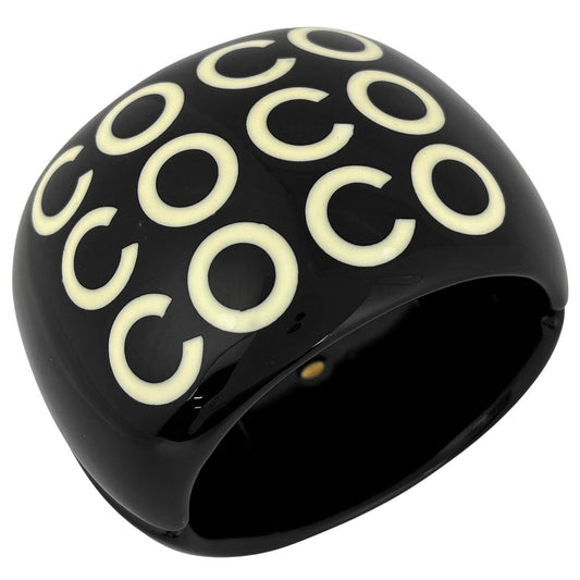 Chanel Logo Bangle Plastic Black