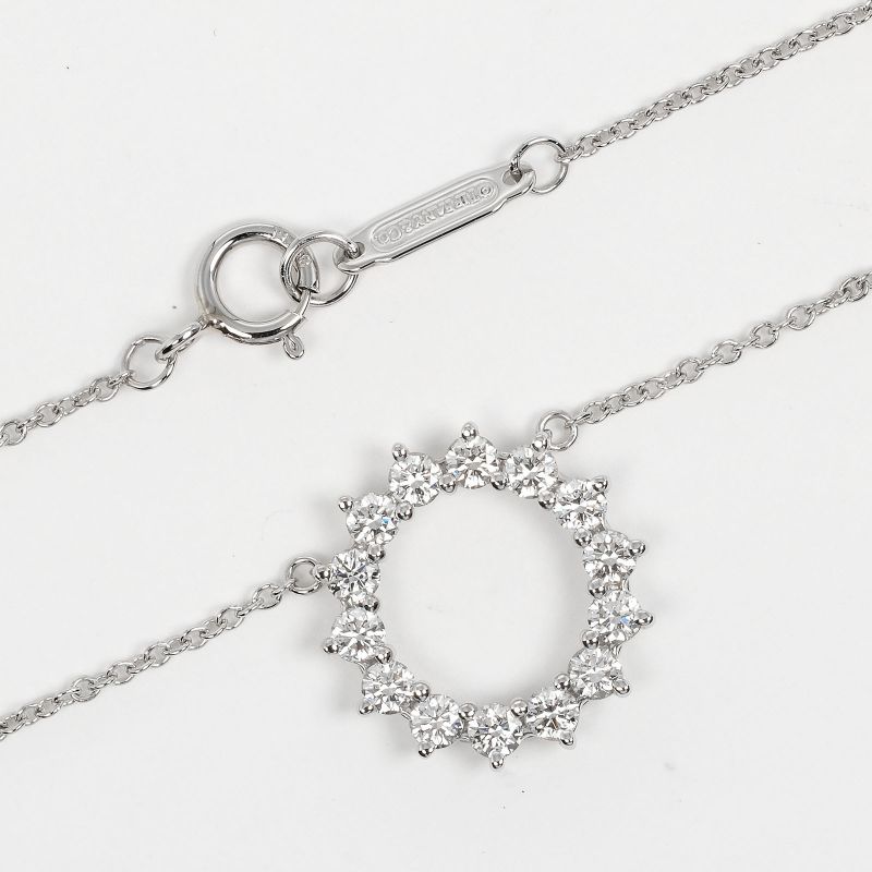 Tiffany & Co Open Circle Small Pt950platinum × Diamond Ladies 2.93g Necklace