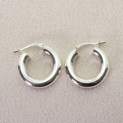 Bottega Veneta Silver Hoop Earrings 25-1593 Box