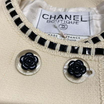 Chanel Jacket Size 34 S Women - 20770 Ivory And Black Long Sleeves / Double /