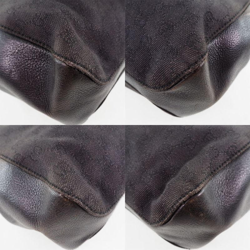 Gucci 101346 GG Canvas And Leather Black Unisex Tote Bag