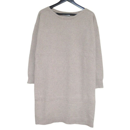 Max Mara Maxmara Cotton Cashmere Tunic Knee Length Knit Dress S 160 Beige